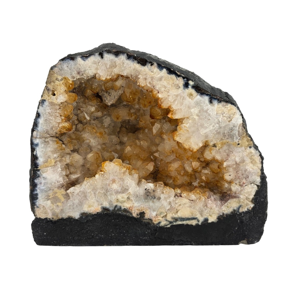 Citrine Geode Cathedral Natural Crystal Cluster BRAZIL 7lb Sparkling Fairy Decor